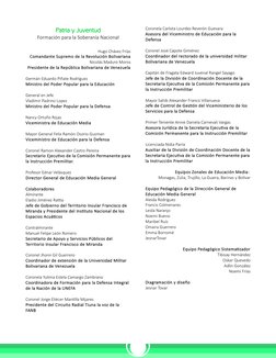 Patria y Juventud
Formación para la Soberanía Nacional
Hugo Chávez Frías
Comandante Supremo de la Revolución Bolivariana
Nico