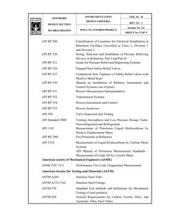 VOL No   II 
INSTRUMENTATION 
DESIGN CRITERIA 
 
REV No   1 
Section No. 3.6 
 
 
OFFSHORE 
 
DESIGN SECTION 
 
MUMBAI REGION