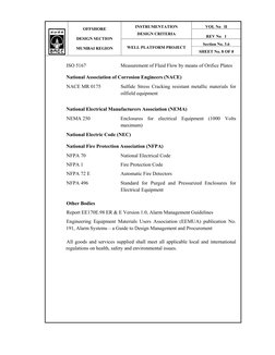 VOL No   II 
INSTRUMENTATION 
DESIGN CRITERIA 
 
REV No   1 
Section No. 3.6 
 
 
OFFSHORE 
 
DESIGN SECTION 
 
MUMBAI REGION