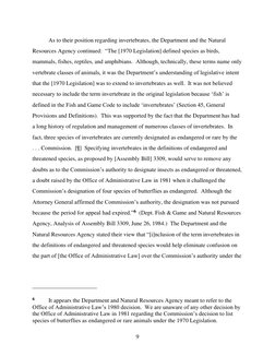 9 
As to their position regarding invertebrates, the Department and the Natural 
Resources Agency continued:  “The [1970 Le
