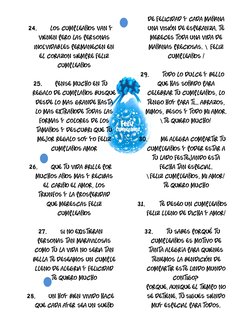 24. 
LOS CUMPLEAÑOS VAN Y 
VIENEN PERO LAS PERSONAS 
INOLVIDABLES PERMANECEN EN 
EL CORAZON SIEMPRE FELIZ 
CUMPLEAÑOS 
 
25