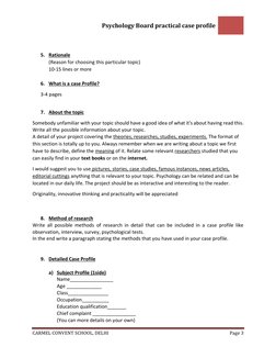 Class 12 Psychology Case Profile Guide | PDF | Psychology | Apa Style