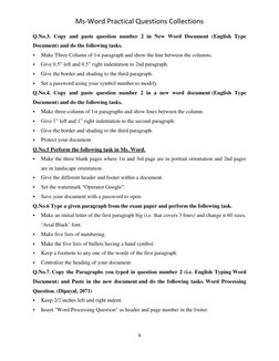 Ms-Word Practical Questions Collections 
4 
 
Q.No.3. Copy and paste question number 2 in New Word Document (English Type 
Do
