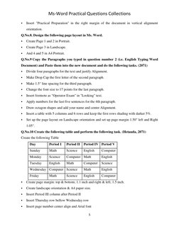 Ms-Word Practical Questions Collections 
5 
 
 
Insert "Practical Preparation" in the right margin of the document in vertic