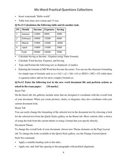 Ms-Word Practical Questions Collections 
6 
 
 
Insert watermark "Hello world" 
 
Table font times new roman and 13 size 
Q