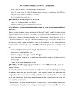 Ms-Word Practical Questions Collections 
7 
 
 
Insert a table of contents at the beginning of the document. 
 
Enter 'Go t