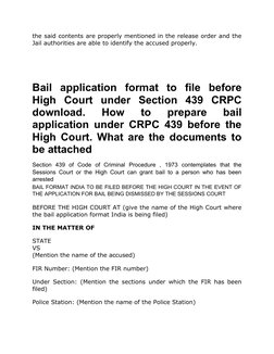 Bail Application Format Under Sec 437 CRPC | PDF | Bail | Arrest