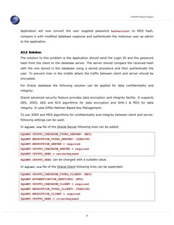 OWASP Papers Program
Application  will  now  convert  the  user  supplied  password  hackaccount to  MD5  hash, 
compare it w