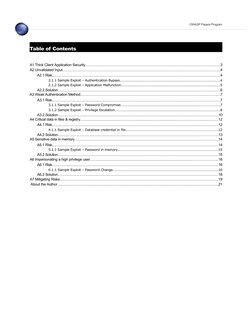 OWASP Papers Program
Table of Contents
A1 Thick Client Application Security..................................................
