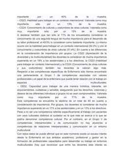 importante
 
por
 
un
 
40%
 
de
 
la
 
muestra.
– CG23. Habilidad para trabajar en un contexto internacional. Valorada como