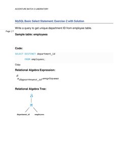 MySQL Basic SELECT Exercises and Solutions | PDF | Relational Database ...