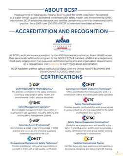 1

Construction Health and Safety Technician®
Offers a certification for individuals who work in a 
construction craft or ar