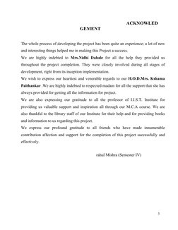 ACKNOWLED
GEMENT
The whole process o