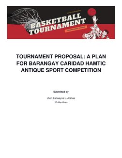 TOURNAMENT PROPOSAL: A PLAN 
FOR BARANGAY CARIDAD HAMTIC 
ANTIQUE SPORT COMPETITION 
 
 
 
 
Submitted