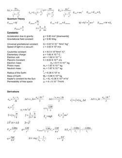 Grade 12 Physics Formula Sheet | PDF | Mass | Electronvolt