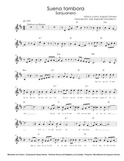 % ∀∀75
∑
q = 200
Tambora con Repique
∑
∑
‰ œ
ιœ œ
œ œ ‰ ‰
D
‰ œ Ιœ œ
œ œ œ
Em
% ∀∀
8
œ ‰ ‰ œ
œ œ ‰ ‰
A7
‰ œ Ιœ œ
œ œ œ
D
œ ‰
