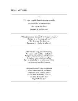 TEMA: VICTORIA
 ______________________________________________________________
___
\\Tu estas vencido Satanás, tu estas venci