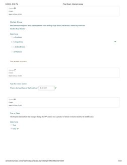 6/25/22, 8:56 PM
Final Exam: Attempt review
semestral.amaes.com/2122/mod/quiz/review.php?attempt=390239&cmid=3208
3/23
Questi