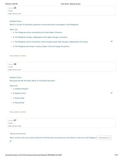 6/25/22, 8:56 PM
Final Exam: Attempt review
semestral.amaes.com/2122/mod/quiz/review.php?attempt=390239&cmid=3208
7/23
Questi