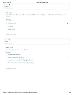 6/25/22, 8:56 PM
Final Exam: Attempt review
semestral.amaes.com/2122/mod/quiz/review.php?attempt=390239&cmid=3208
9/23
Questi