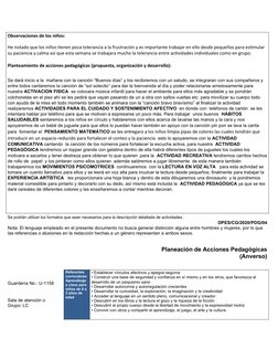 Observaciones de los niños:
He notado que los niños tienen poca tolerancia a la frustración y es importante trabajar en ello
