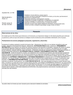(Anverso)
Referentes 
curriculares:
Aprendizajes
clave para 
niños de 0 a 
3 años de 
edad
• Establecer vínculos afectivos y
