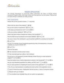 TENANT APPLICATION 
The Georgia Department of Community Affairs administers the State of Georgia Rental 
Assistance Program (