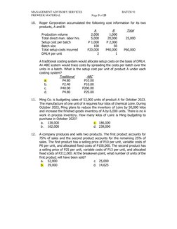 MANAGEMENT ADVISORY SERVICES 
BATCH 91 
PREWEEK MATERIAL 
Page 3 of 25
 
 
 
 
10. 
Roger Corporation accumulated the followi