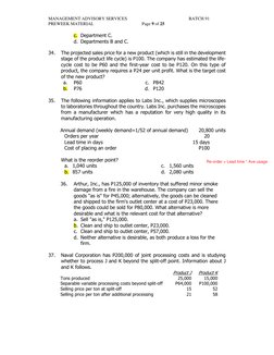 MANAGEMENT ADVISORY SERVICES 
BATCH 91 
PREWEEK MATERIAL 
Page 9 of 25
 
 
 
 
 
 
c.  Department C.  
 
 
d.  Departments B
