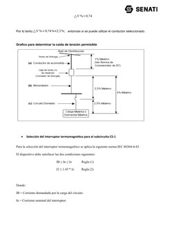△V %=0.74
Por lo tanto:△V %=0.74%<2.5%;   entonces si se puede utilizar el conductor seleccionado.
Grafico para determinar la