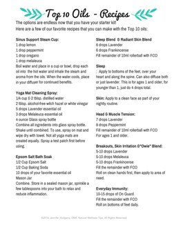 ©2016 Jennifer Hudgens, DBA. Natural Wellness Tips, All Rights Reserved.
Top 10 Oils  - Recipes
The options are endless now t