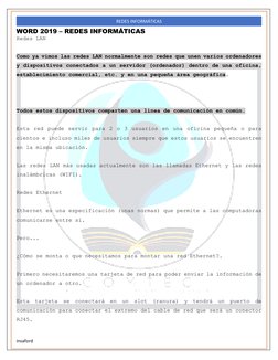 WORD 2019 – REDES INFORMÁTICAS 
insaford 
REDES INFORMÁTICAS 
Redes LAN 
Como ya vimos las redes LAN normalmente son redes qu