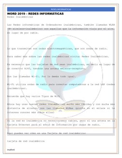 WORD 2019 – REDES INFORMÁTICAS 
insaford 
REDES INFORMÁTICAS 
Redes Inalámbricas 
Las Redes informáticas de Ordenadores inalá