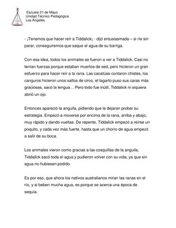 Escuela 21 de Mayo 
Unidad Técnico Pedagógica 
Los Ángeles. 
 
 
 
- ¡Tenemos que hacer reír a Tiddalick¡ - dijó entusiasmad
