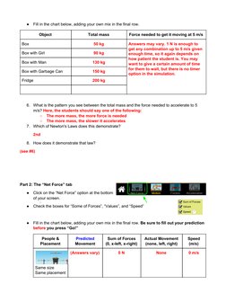 PhET Forces and Motion Basics Worksheet | PDF | Force | Newton's Laws ...