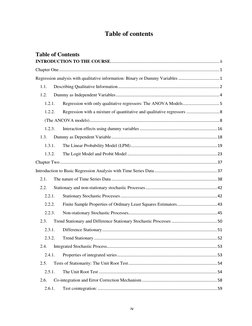 iv 
Table of contents 
Table of Contents 
INTRODUCTION TO THE COURSE ......................................................