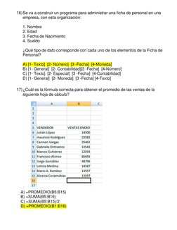 16) Se va a construir un programa para administrar una ficha de personal en una 
empresa, con esta organización: 
 
1. Nombre