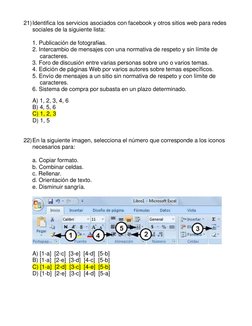 21) Identifica los servicios asociados con facebook y otros sitios web para redes 
sociales de la siguiente lista: 
 
1. Publ
