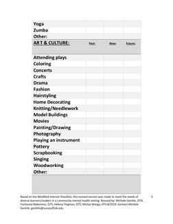 Interest Based Checklist Modified Interest Checklist for Therapy | PDF | Leisure | Hobbies
