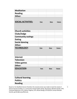 Interest Based Checklist Modified Interest Checklist for Therapy | PDF | Leisure | Hobbies