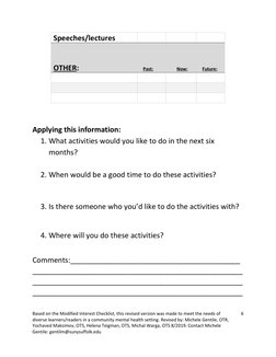 Interest Based Checklist Modified Interest Checklist for Therapy | PDF | Leisure | Hobbies