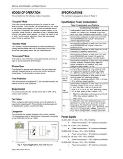 SERVAL CONTROLLER – PRODUCT DATA 
EN0Z-0911GE51 R1117 
2
MODES OF OPERATION 
The controller has the following modes of operat
