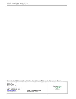 SERVAL CONTROLLER – PRODUCT DATA 
Manufactured for and on behalf of the Environmental & Energy Solutions Division of Honeywel