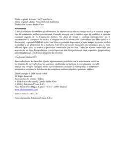 Título original: Activate Your Vagus Nerve
Editor original: Ulysses Press, Berkeley, California
Traducción: Camila Batlles Vi