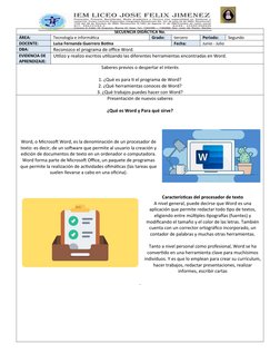 Secuencia Didáctica: Uso de Word en Tercero | PDF | Microsoft Word ...