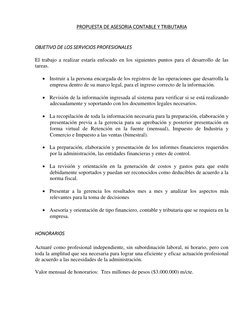 Propuesta de Honorarios Contables | PDF | Finanzas y dinero