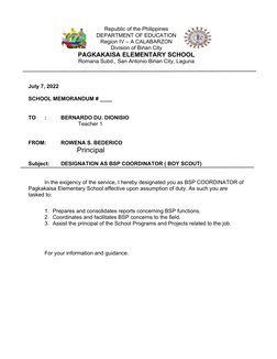 Republic of the Philippines
DEPARTMENT OF EDUCATION
Region IV – A CALABARZON
Division of Biṅan City
PAGKAKAISA ELEMENTARY SCH