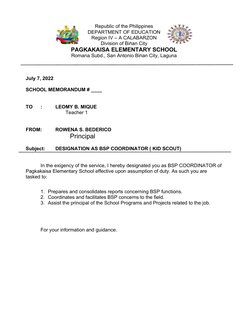 Republic of the Philippines
DEPARTMENT OF EDUCATION
Region IV – A CALABARZON
Division of Biṅan City
PAGKAKAISA ELEMENTARY SCH