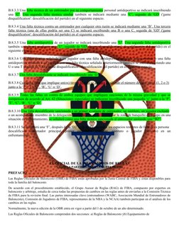 B.8.3.3 Una falta técnica de un entrenador por su comportamiento personal antideportivo se indicará inscribiendo
una  ‘C’.  U