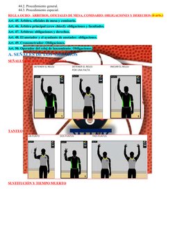 44.2. Procedimiento general. 
44.3. Procedimiento especial. 
REGLA OCHO– ÁRBITROS, OFICIALES DE MESA, COMISARIO: OBLIGACIONES